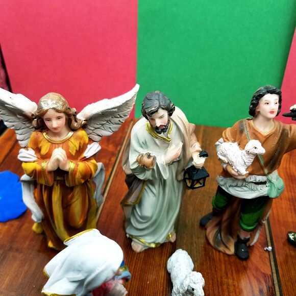 Christmas Nativity Scene Set Figures Polyresin Figurines Baby Jesus 11PCS SET - Picture 2 of 12